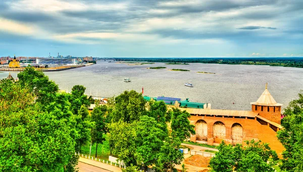 Vista Rio Volga Partir Kremlin Nizhny Novgorod Rússia — Fotografia de Stock