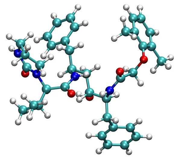 Lopinavir的3D结构 一种抗Covid 19病毒和Hiv的抗病毒药物 — 图库照片