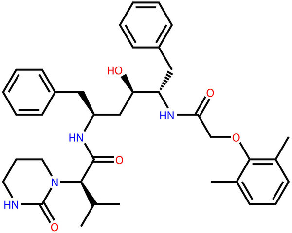 Structural formula of Lopinavir, an antiviral drug against the COVID-19 coronavirus and HIV
