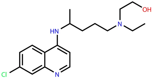 Formule structurelle de l'hydroxychloroquine, une substance active contre le coronavirus COVID-19 et le paludisme — Photo
