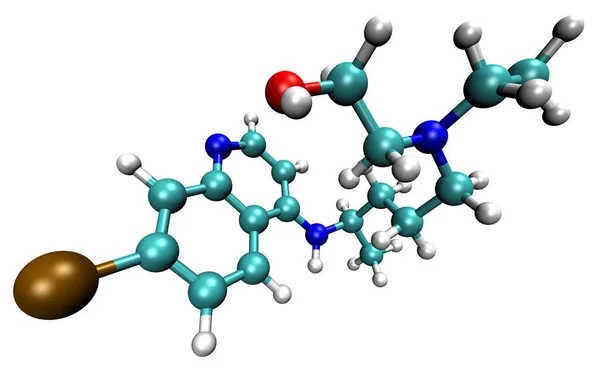 3D-struktur av hydroxiklorokin, ett ämne som är verksamt mot COVID-19-coronavirus och malaria — Stockfoto