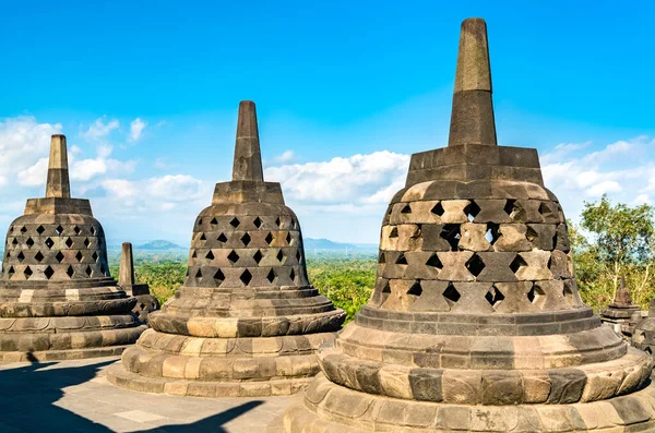 Borobudur-Tempel in Zentraljava, Indonesien — Stockfoto