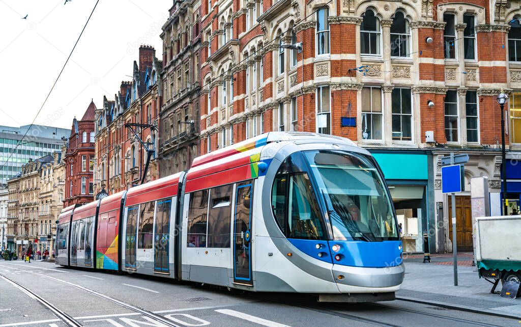 City tram in Birmingham, England
