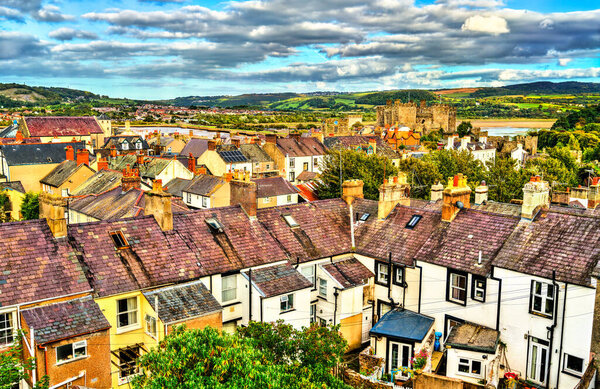 Cityscape of Conwy in Wales, UK