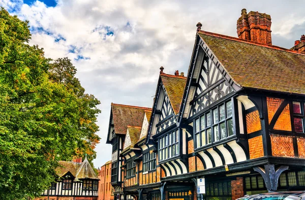 Tradicional Tudor Inglês estilo casas em Chester, Inglaterra — Fotografia de Stock