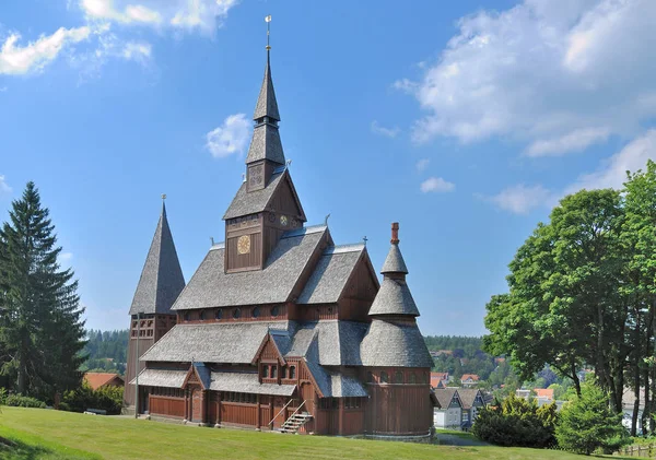 Stave Church, Hahnenklee, berg van de Harz, Duitsland — Stockfoto