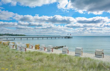 Pier and Beach of Haffkrug,baltic Sea,Germany clipart