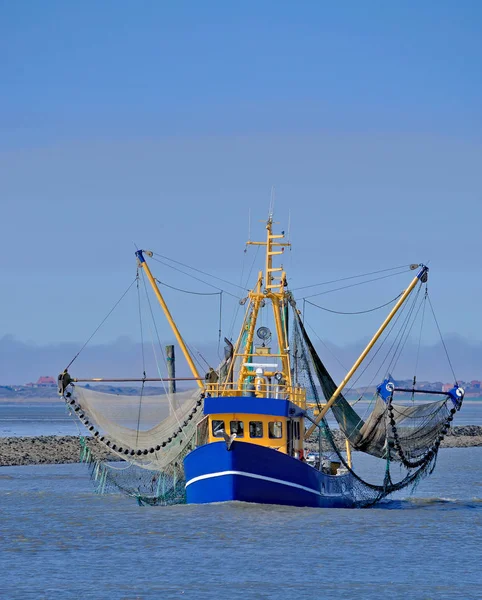 Barco de camarão, Wadden Sea, Mar do Norte, Alemanha — Fotografia de Stock