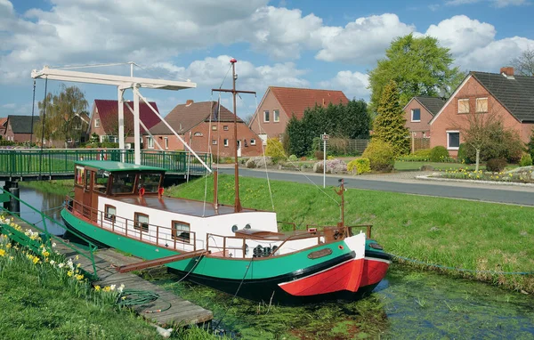 Moorland Canal Called Fehnkanal East Frisia Germany — стоковое фото