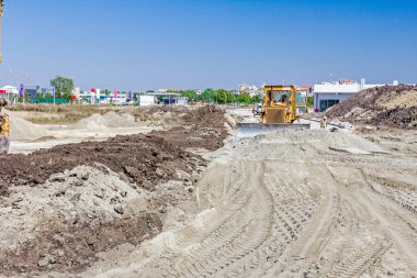 Buldozer makine inşaat alanı tesviye