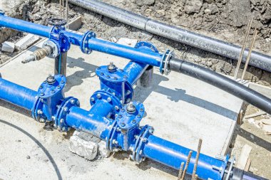 Valf, stopcock sistem ile endüstriyel su boruları     