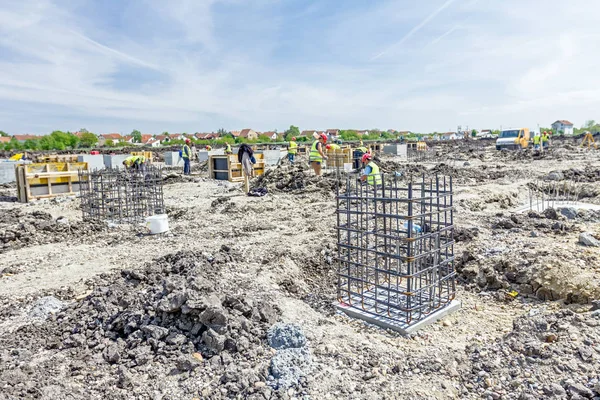 A betonacél, armatúra építkezésen csontváza — Stock Fotó