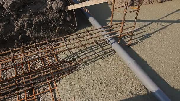 Concrete Is Spreading In Foundation Covering Sanitary Pipeline