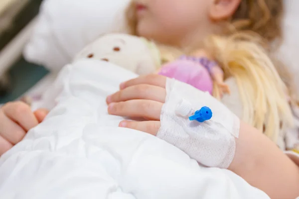 Disposable infusion on patient hand, preschooler child — Stock Photo, Image