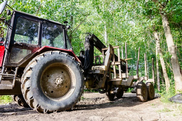 Makineleri, ormansızlaşma için ormanda park edilmiş — Stok fotoğraf