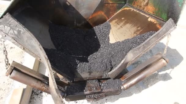 Tarmac Road Laying Machine Asphalt Spreader Front View Asphalt Laying — Stock Video