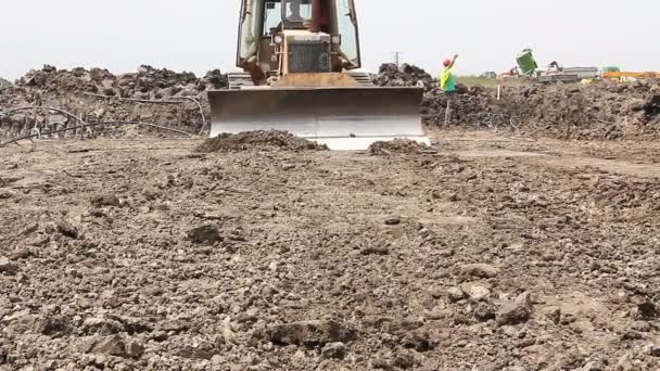 Zrenjanin Vojvodina Servië Mei 2015 Kijk Bulldozer Crawler Terwijl Hij — Stockvideo