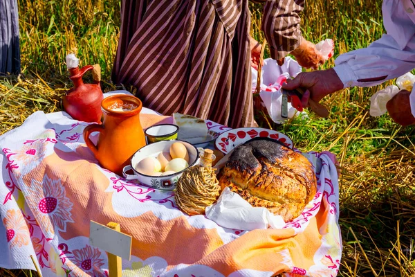 Menù Tradizionale Colazione All Aperto Momento Del Raccolto — Foto Stock