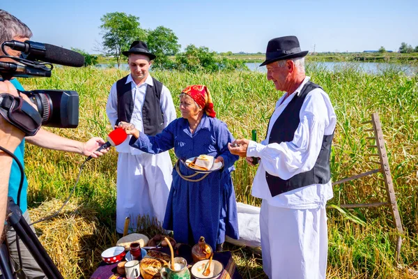 Muzlja Vojvodina Servië Juli 2019 Team Neemt Een Interview Van — Stockfoto