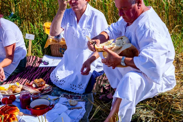 Muzlja Voyvodina Sırbistan Temmuz 2019 Erkek Eller Hasat Zamanı Yapımı — Stok fotoğraf