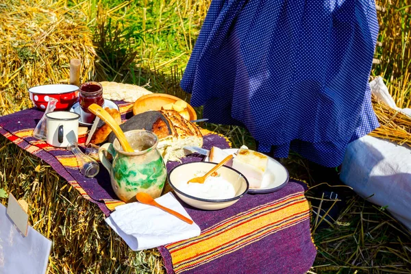 Традиционное Питание Завтрак Открытом Режиме Время Сбора Урожая — стоковое фото
