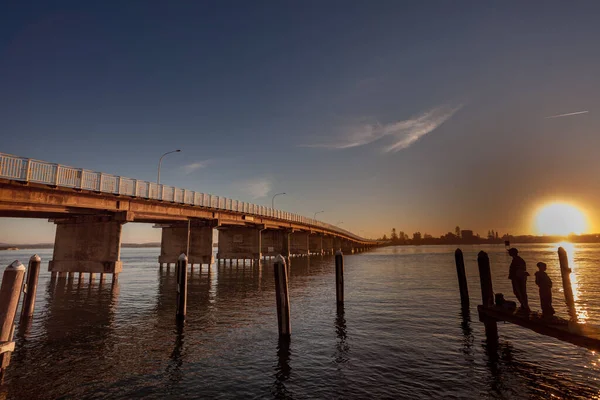 Sunset Forster Bridge Nsw Ausztrália — Stock Fotó