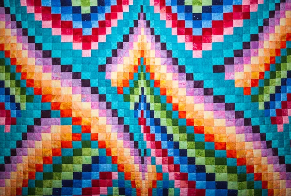 Beautiful Handmade Quilt Bright Colors — Stock Photo, Image