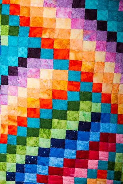 Beautiful Handmade Quilt Bright Colors — Stock Photo, Image