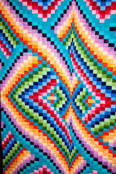 Beautiful Handmade Quilt Bright Colors — Stock Photo, Image