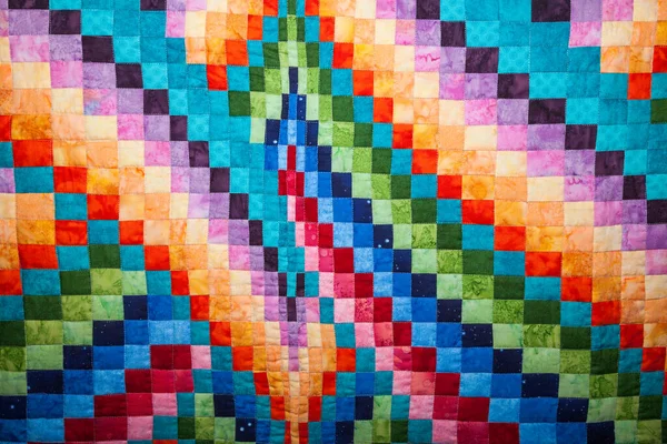 Beautiful Handmade Quilt Bright Colors — Stock Photo, Image