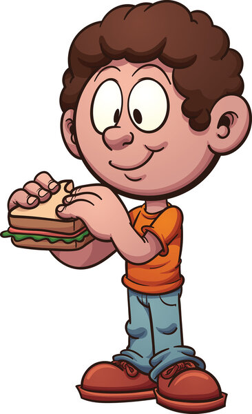 Boy eating sandwich