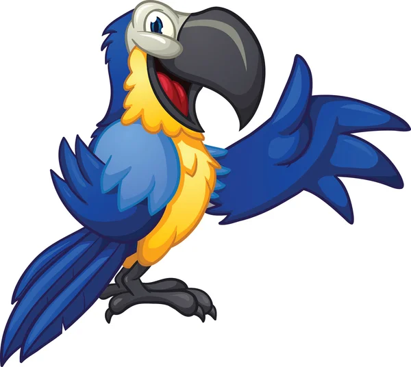 Blue cartoon macaw — Stock Vector