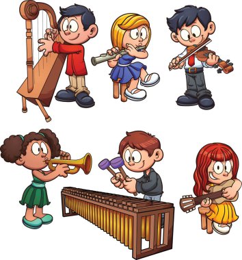 müzik aletleri oynayan çocuklar