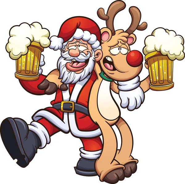 Papai Noel bêbado — Vetor de Stock