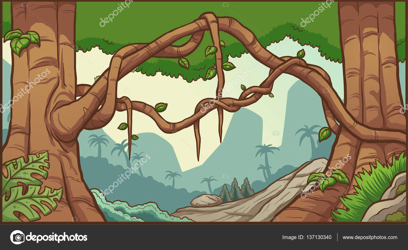 Cartoon jungle background Stock Vector Image by ©memoangeles #137130340