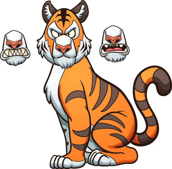 Tigre de dibujos animados enojado — Vector de stock