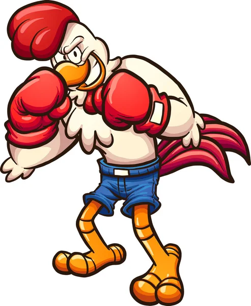 Cartoon boxer pollo — Vettoriale Stock