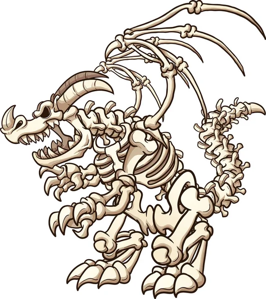 Dibujos animados esqueleto dragón — Vector de stock