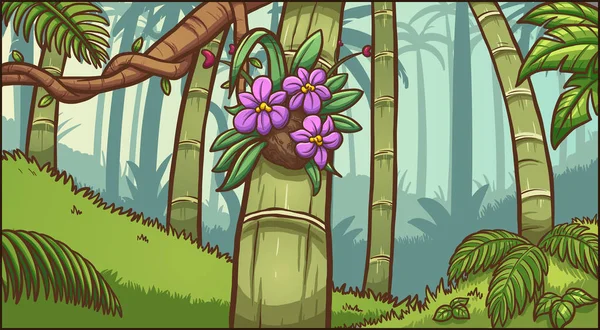 漫画ジャングルを背景 — ストックベクタ