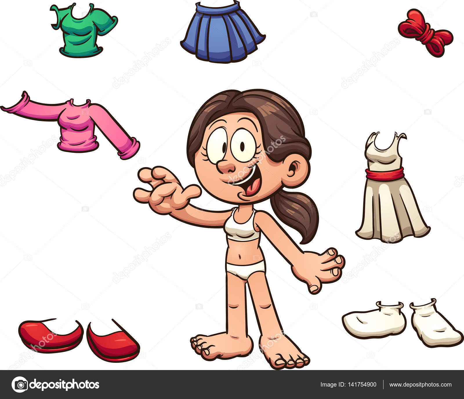 各类衣服的女孩图库矢量图©memoangeles 141754900, image size:1600x1378