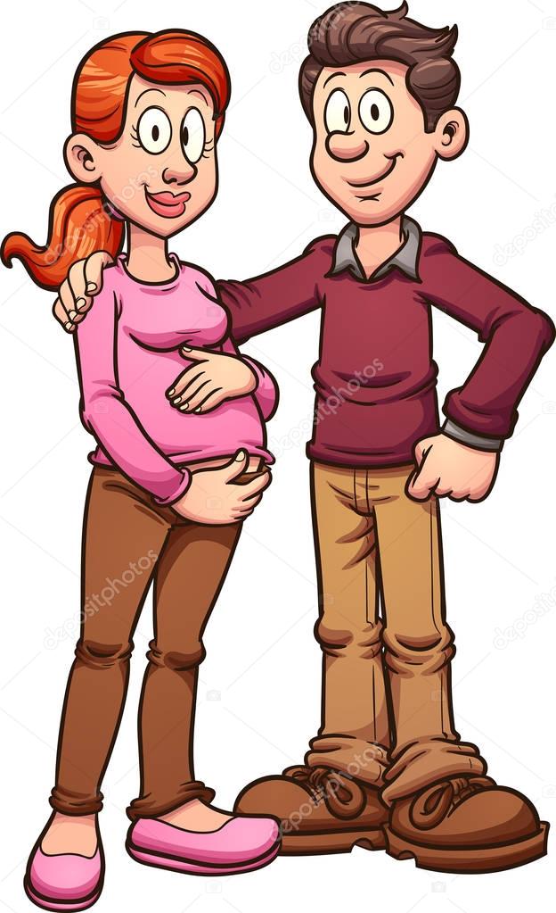 Cartoon pregnant couple