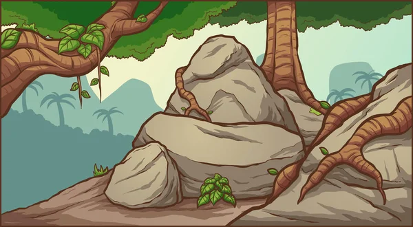 Kreslené pozadí džungle — Stockový vektor