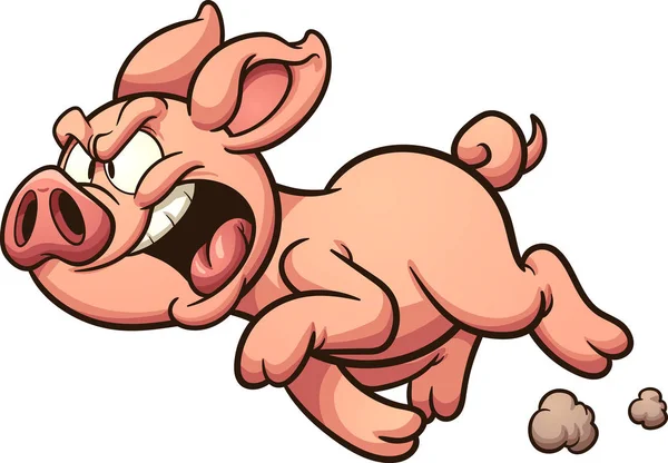 Wütendes Zeichentrickschwein — Stockvektor