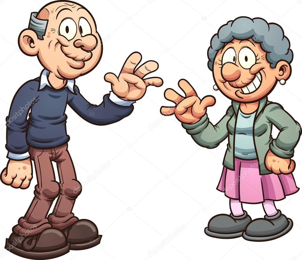 Happy cartoon grandparents
