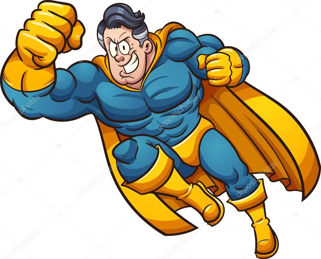 Strong cartoon superhero