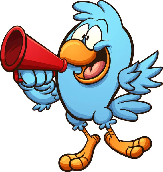 Niebieski ptak z megafon — Wektor stockowy