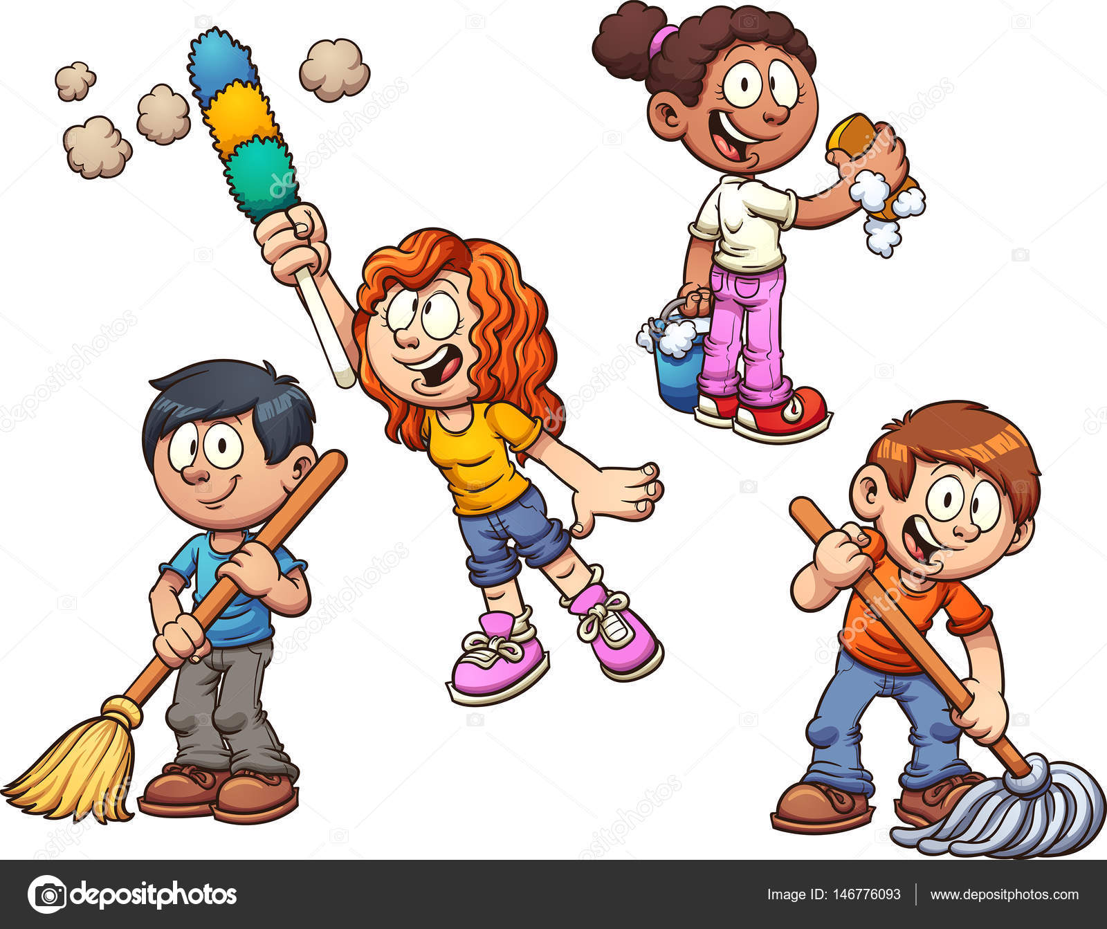 Kinder räumen auf Stock-Vektorbild von ©memoangeles 146776093, image size:1024x859