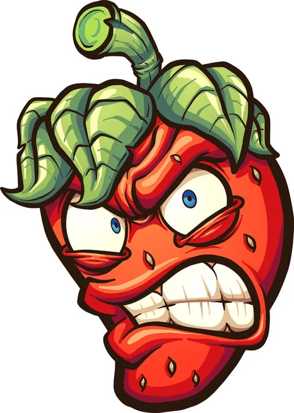 怒っている漫画イチゴ — ストックベクタ