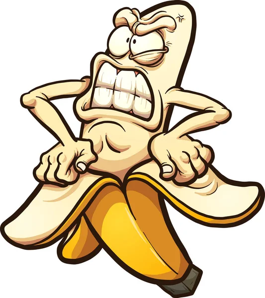 Boos cartoon banaan — Stockvector