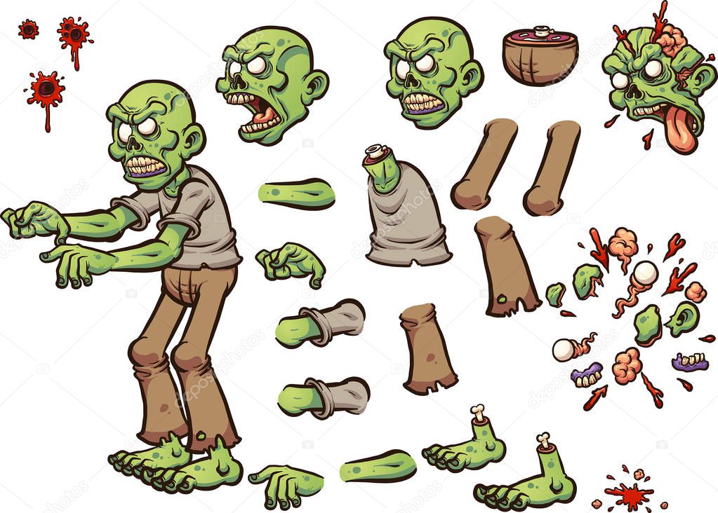 Cartoon zombie pieces